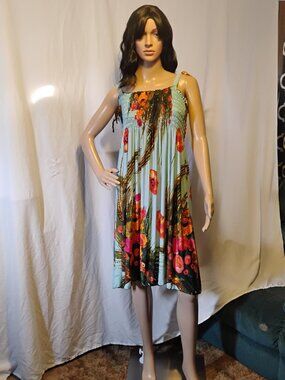 Lildy | Light Blue Red Floral Convertible Multi-Way Dress | 2X/3X | Short/Long